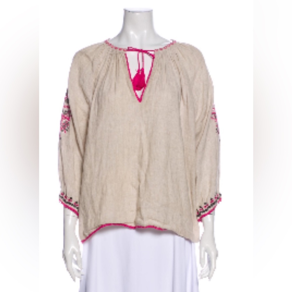 Ulla Johnson - Tie Neck 3/4 sleeve blouse Women's Top